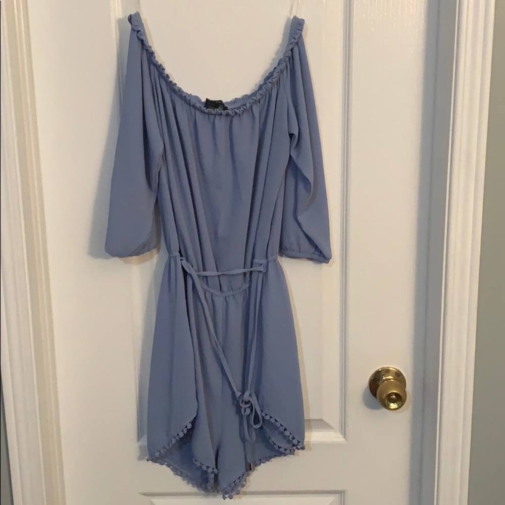 Blue Off-Shoulder Romper